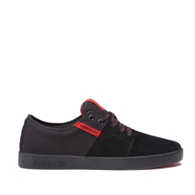 Supra Mens STACKS II Black/Risk Red/black Low Top Shoes | CA-16098